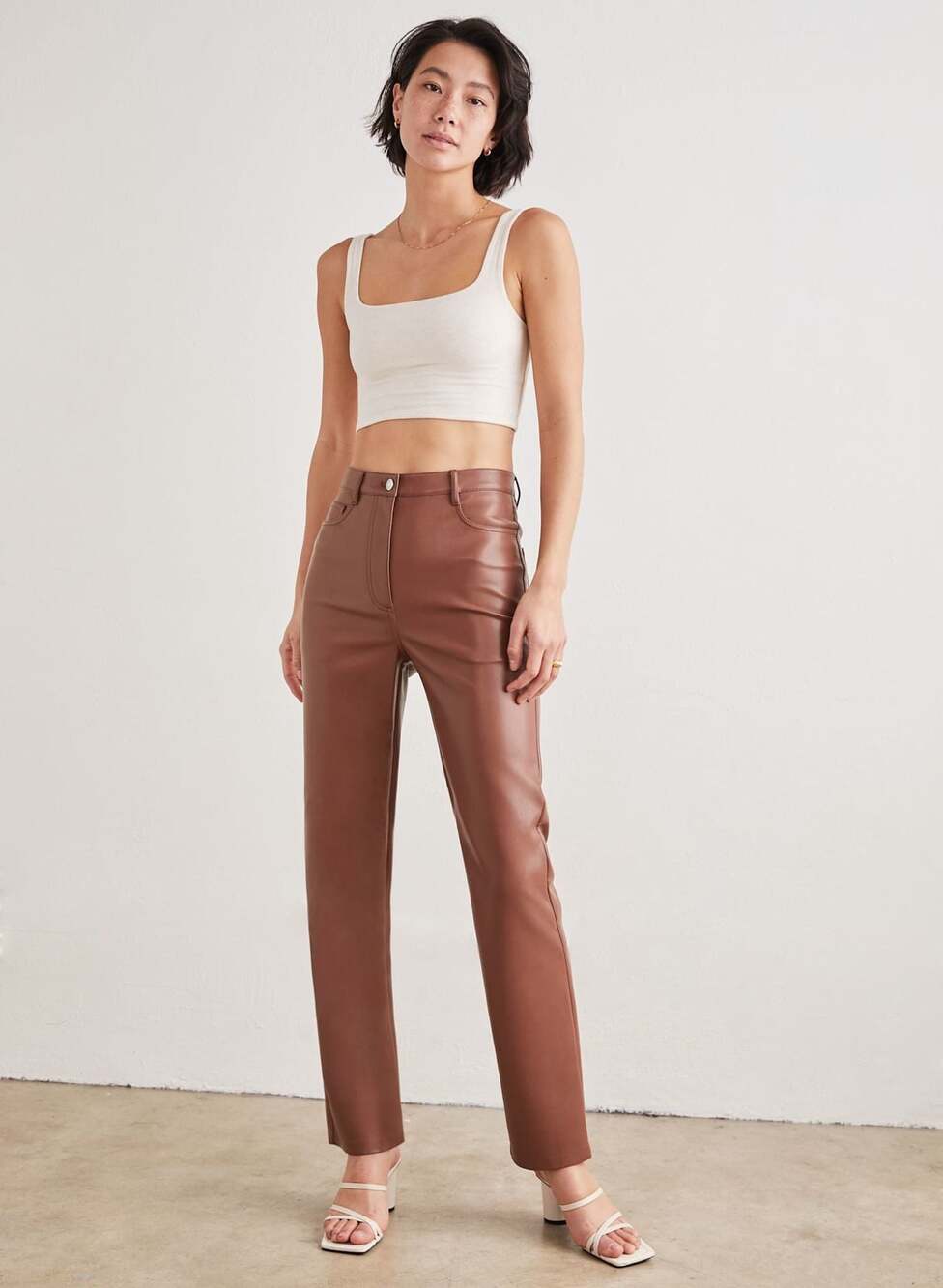Wilfred Aritzia The Melina Vegan Leather Pants Sz 6 Brown Autumn Capsule Luxury